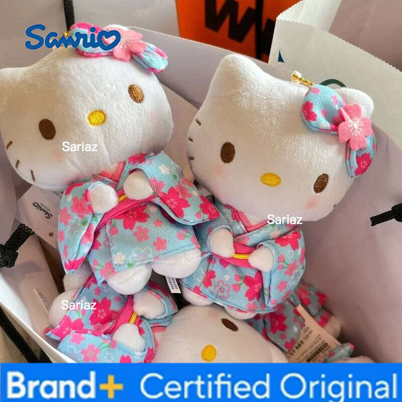 Sanrio Japanese Kimono Cherry Blossom Hello Kitty Plush Doll Trendy Toy Backpack Decoration Accessories Keychain Girl Surprise Gift H2601211