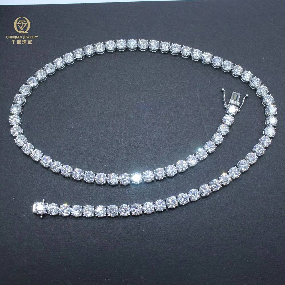 Qianjian Brand Jewelry 14K Gold EF/VS Lab Diamond Tennis Link Chain 65mm 20inches Lab Grown Diamond Chain for Men/Women