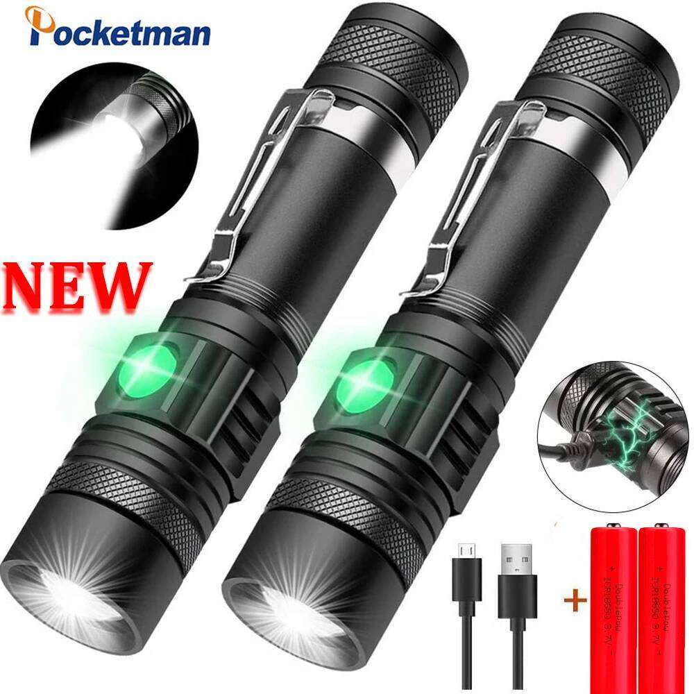 Pocketman LED Flashlights USB Rechargeable Bicycle Outdoor Waterproof Flashlight Zoom Torch Z260121