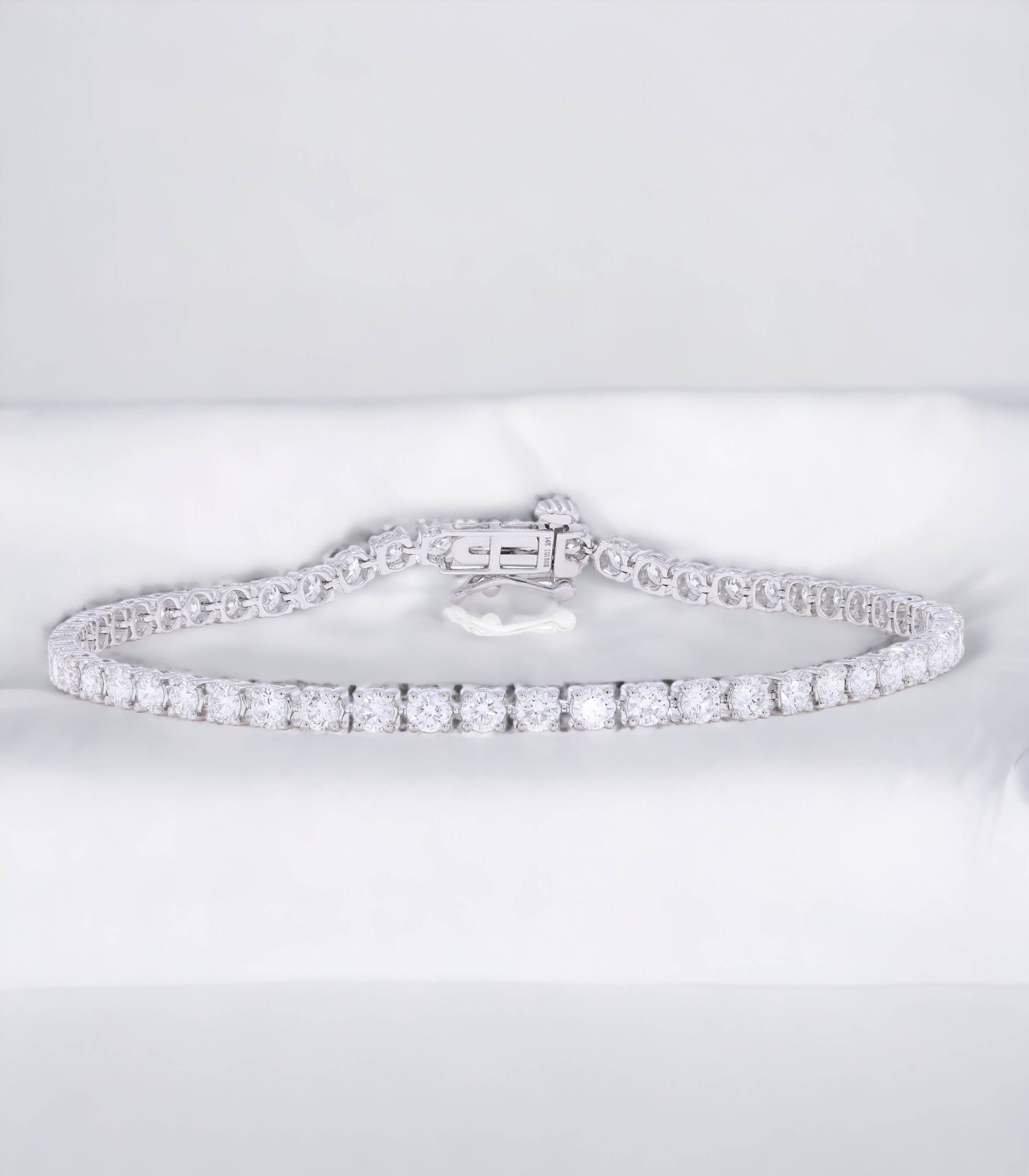 Wholesale OEM 100Ct Simple Diamond Refinement Round Lab Grown Tennis Bracelet in Sterling Silver Diamond Bracelets Bangles