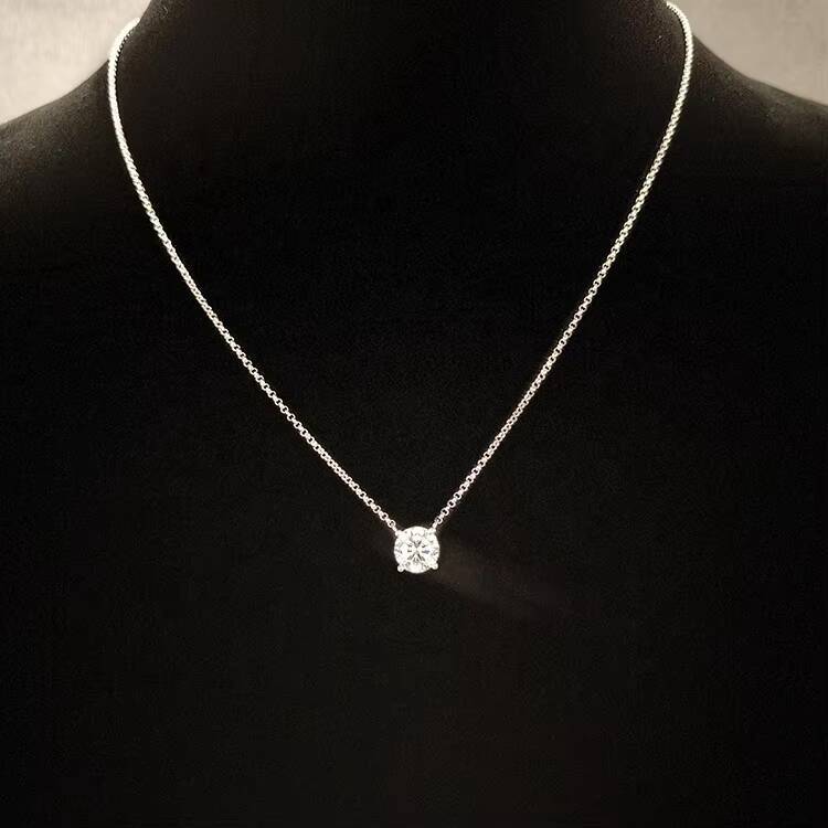 Direct Selling 925 Sterling Silver VVS Moissanite Pendant Necklace Adorned Halo Link Chain Rhodium Plated Women