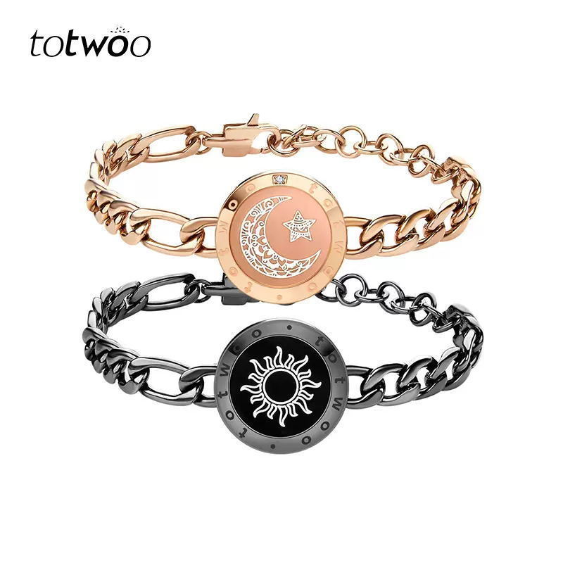 Totwoo Long Distance touch Light up Vibrate Bracelets for Couples Long Distance Relationship Gifts Smart Sun Moon Love Bracelet241224bj