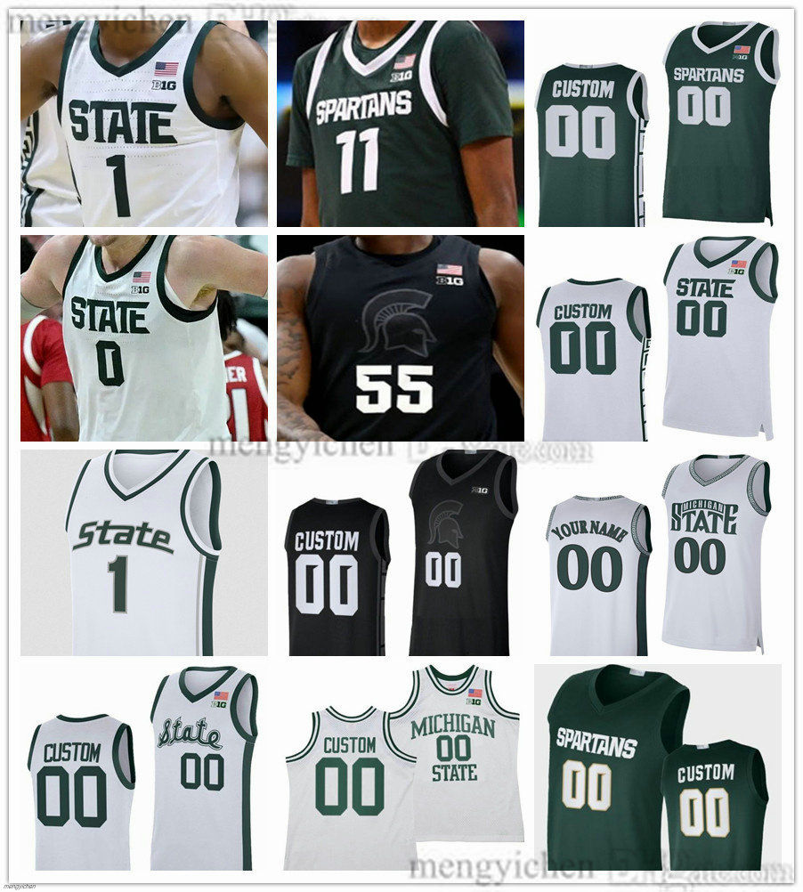 2026 Men's Michigan State College Spartan Basketball Jerseys 0 Jaxon Kohler 1 Jeremy Fears Jr. 15 Carson Cooper 55 Coen Carr 3 Cam Ward 2 Kur Teng 99 Ugochukwu Printed