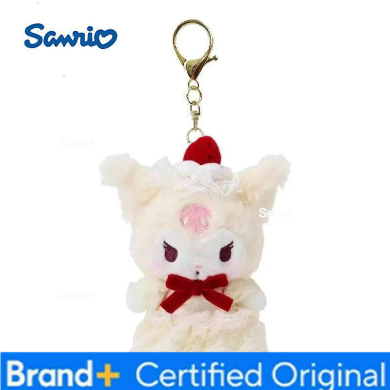 Sanrio Kuromi Hello Kitty Cartoon Strawberry Cake Skirt Cinnamoroll Plush Toys Backpack Pendant Keychain Accessories Girls Gift H260121