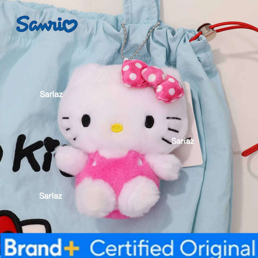 Sanrio Genuine Hello Kitty Cute Girl Keychain Car School bag Pendant Kids Plush Toys Keyring Plushier Birthday Thanksgiving Gift H260121