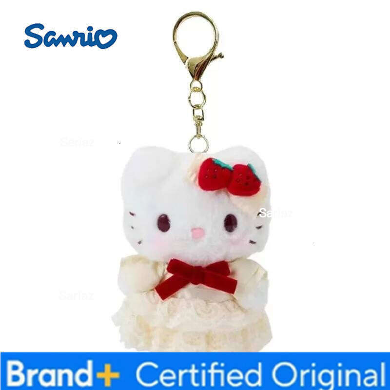 Sanrio Kuromi Hello Kitty Cartoon Strawberry Cake Skirt Cinnamoroll Plush Toys Backpack Pendant Keychain Accessories Girls Gift H260121