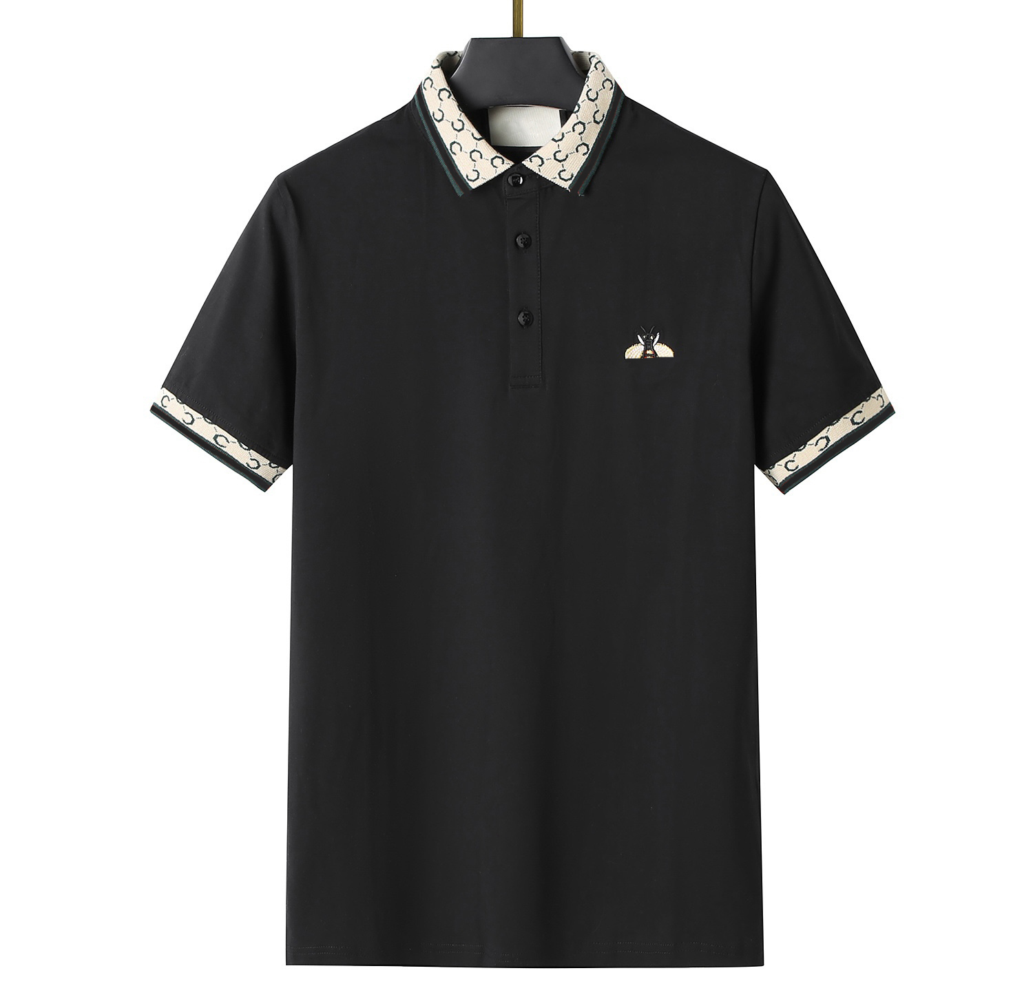 Summer new style pure cotton embroidered high-end elegant men's and women's brand polo shirt, fashionable collarless short-sleeved casual T-shirt.