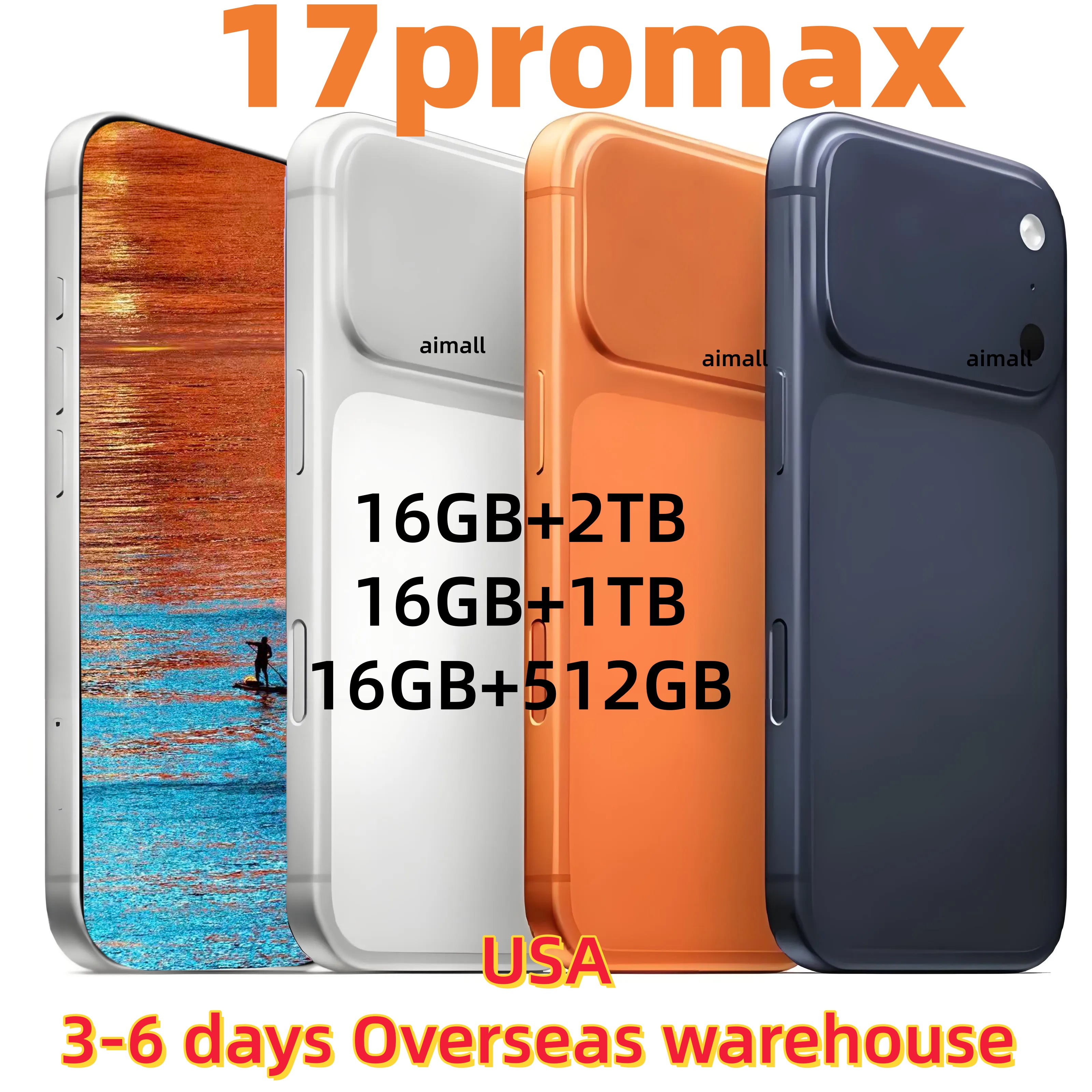 i17 pro max 6.9inch Cell Phones Smartphone Camera 2TB 1TB RAM Face ID Full Screen Smart computer wireless charging Mobile Phone unlock Green Tag Sealed gift Box