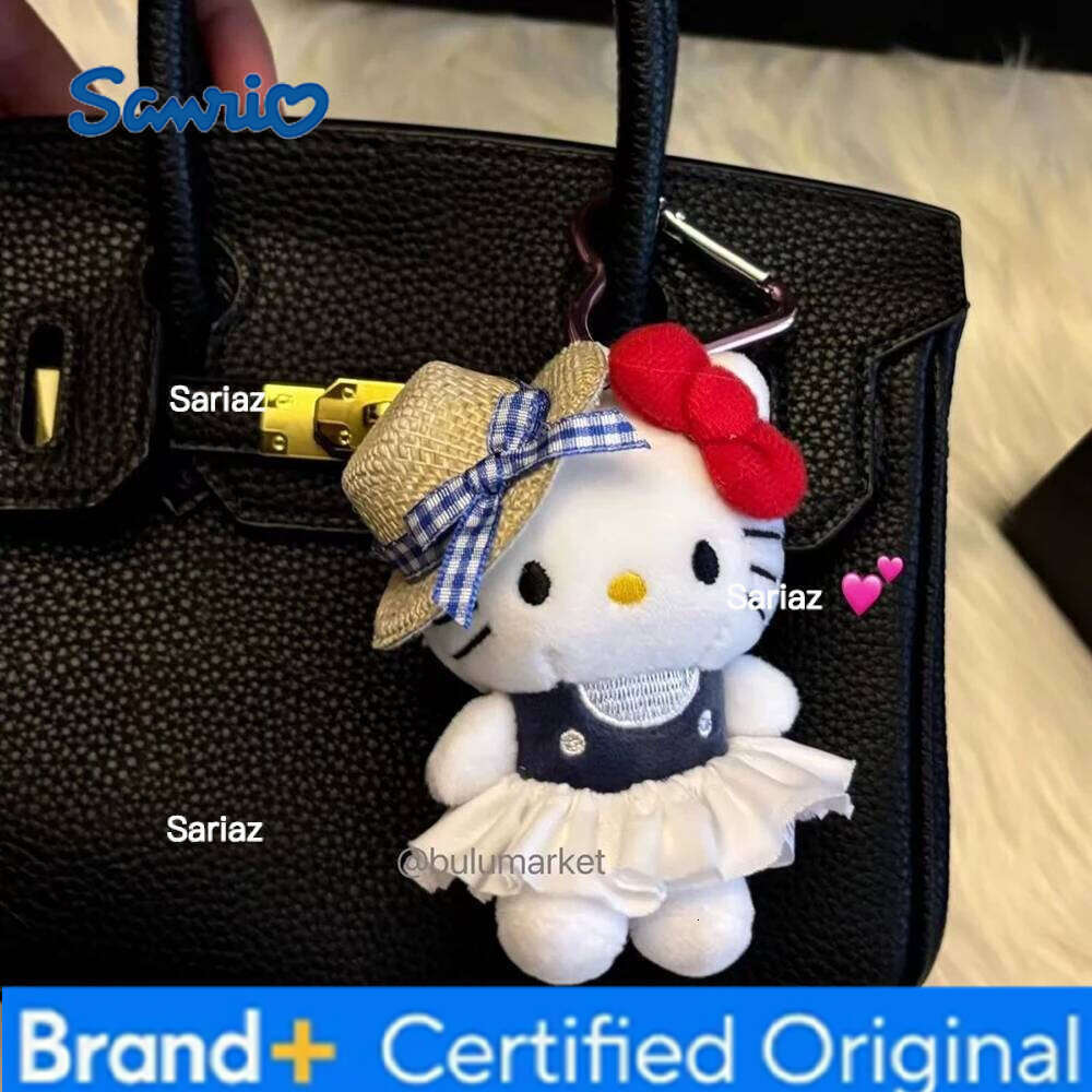 Sanrio Hello Kitty 10Cm Keychain Plush Straw Hat Doll Kawaii Pendant Anime Cartoon Plushie Toy Christmas Gifts For Children H260121