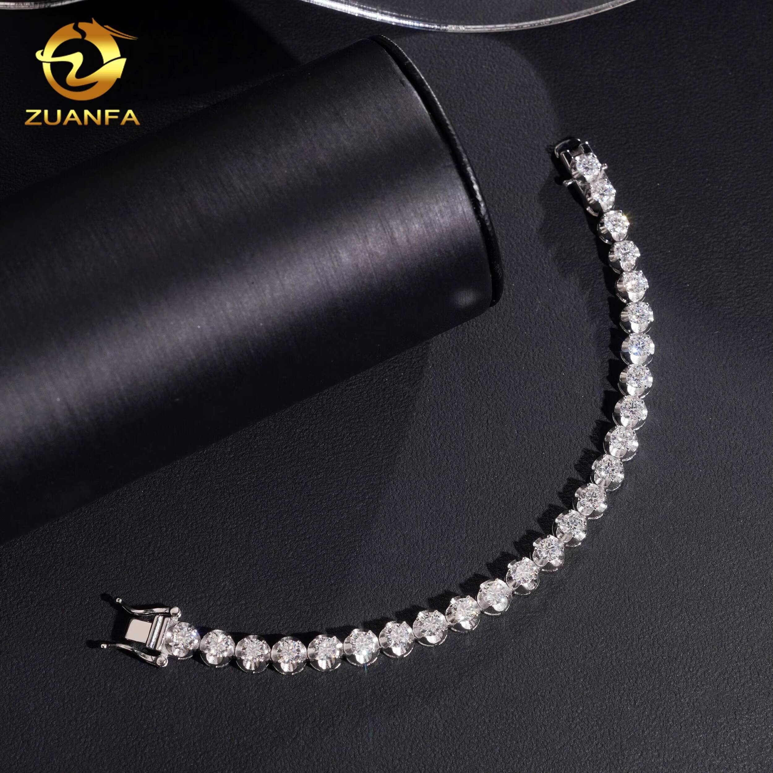 New Stock Special Prong 6mm Tennis Bracelet Hip Hop Jewelry 925 Silver Moissanite Tennis Bracelet Men Women Iced Out Bracelet
