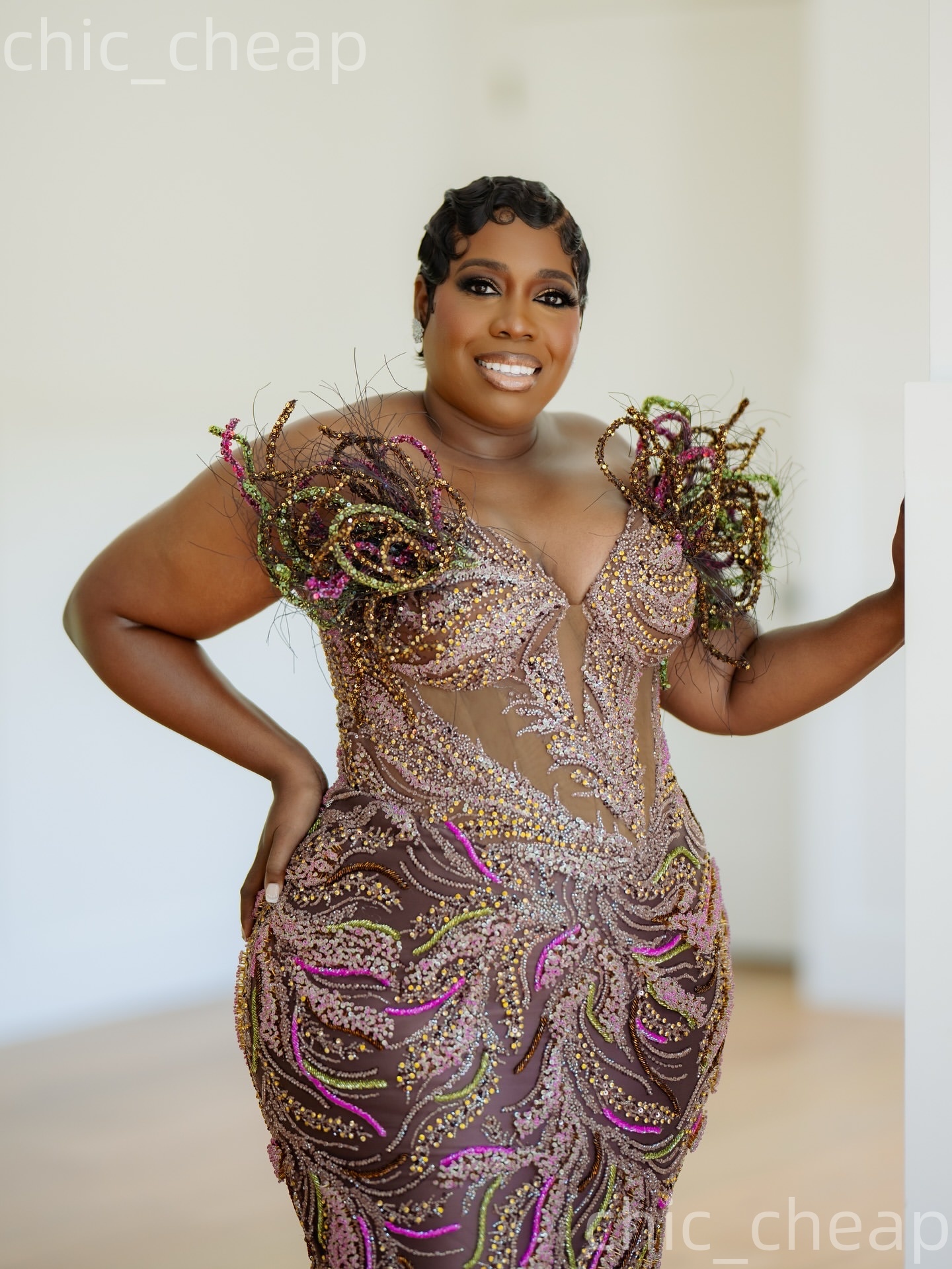 Mermaid Plus Size Prom Dresses 2026 Illusion Beaded Appliques Sequined Evening Formal Party Second Birthday Engagement Gowns Dress For Special Occasio