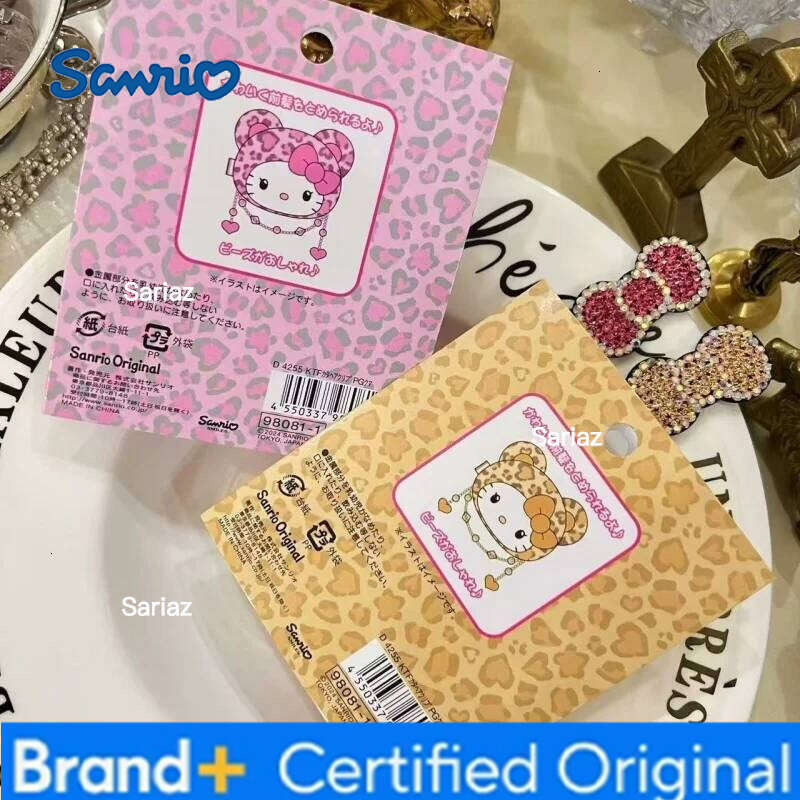 Sanrio Leopard Print Plush Hairpin Hello Kitty Clip Lady Bangs Side Barrette latte KT cat Girls Headwear Hair Accessories H260121