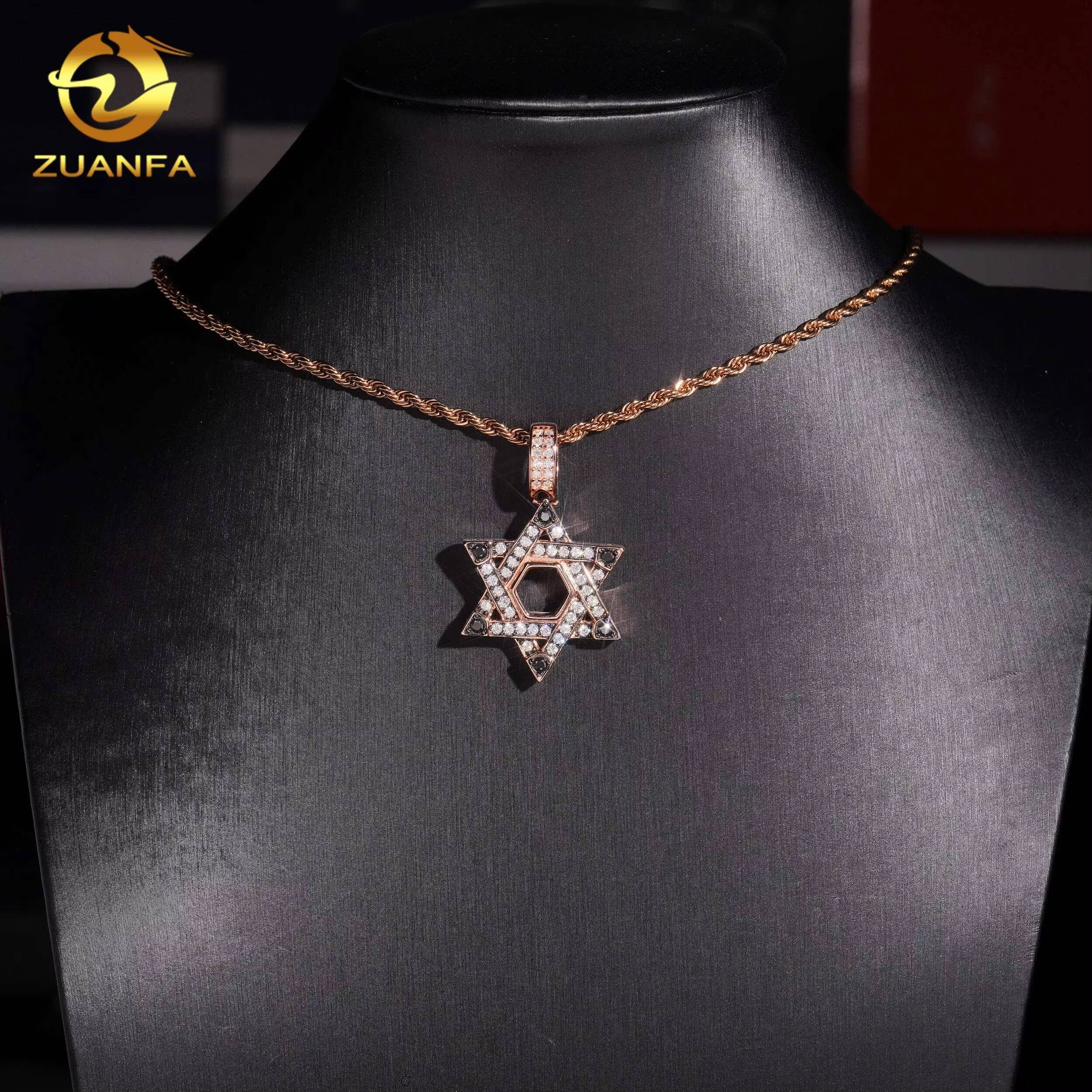 GRA Certificate Pentagram Pendant Custom Iced Out Hip Hop Moissanite Jewelry 925 Silver VVS Moissanite Diamond Charm Pendant