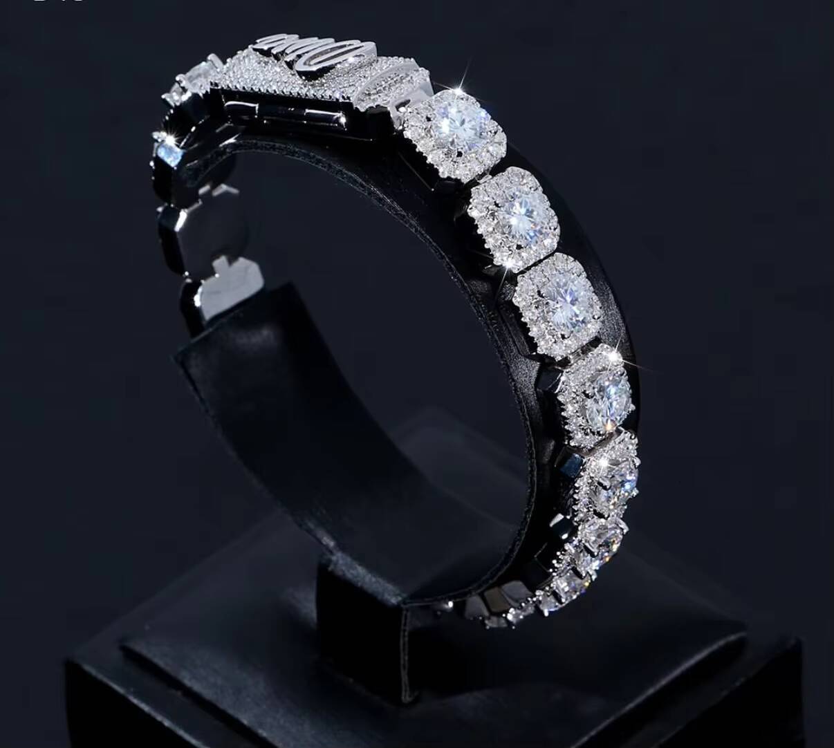 Custom 9K-24K Gold Mens Hip Hop Bracelet CVD Lab-Grown Diamond Prong-Set Chain Rapper Style with IGI Certificate