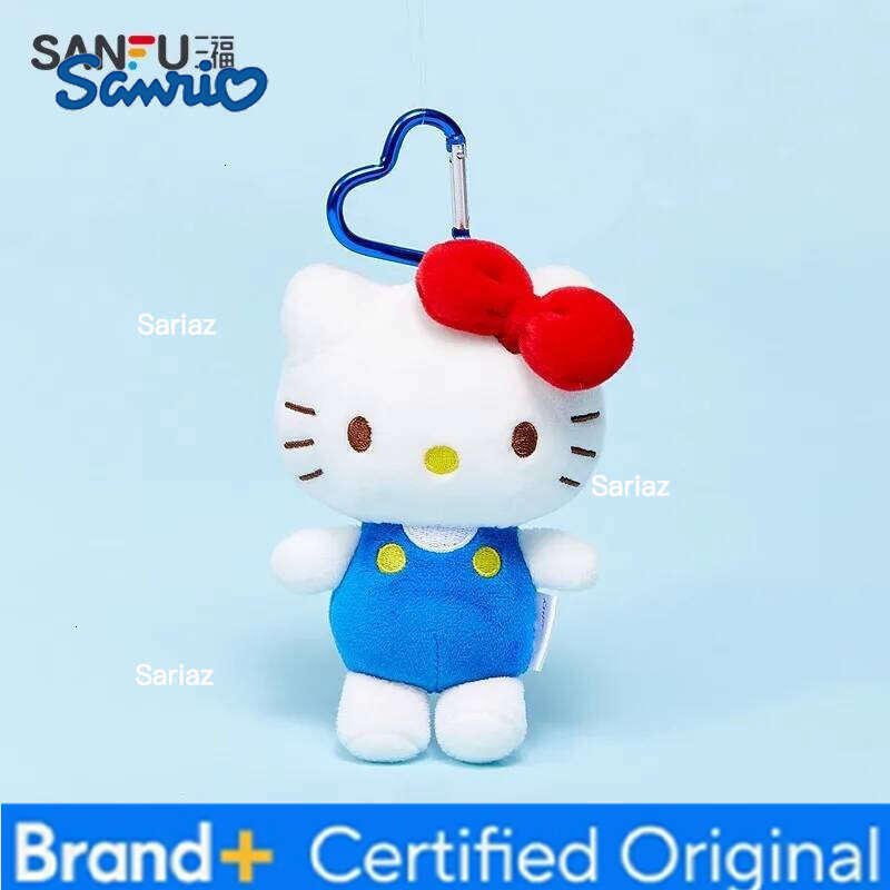 Sanrio Genuine Hello Kitty Cute Blue Keychain Car School bag Pendant Kids Plush Toys Keyring Plushier Birthday Thanksgiving Gift H260121