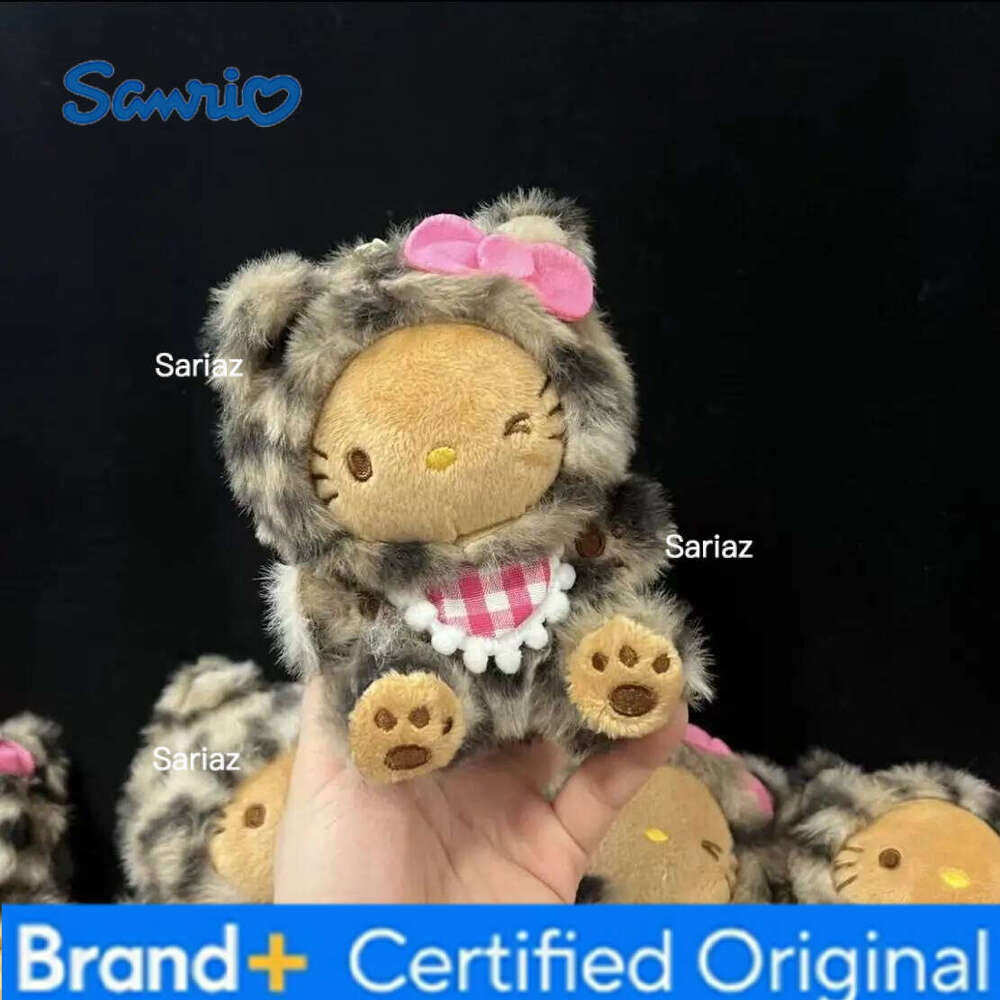 Sanrio Cartoon Sexy Leopard Bow Cat Hello Kitty Pendant Kawaii Japanese Ornament Birthday Party Gifts Plush Doll Bag Charm Decor H260121