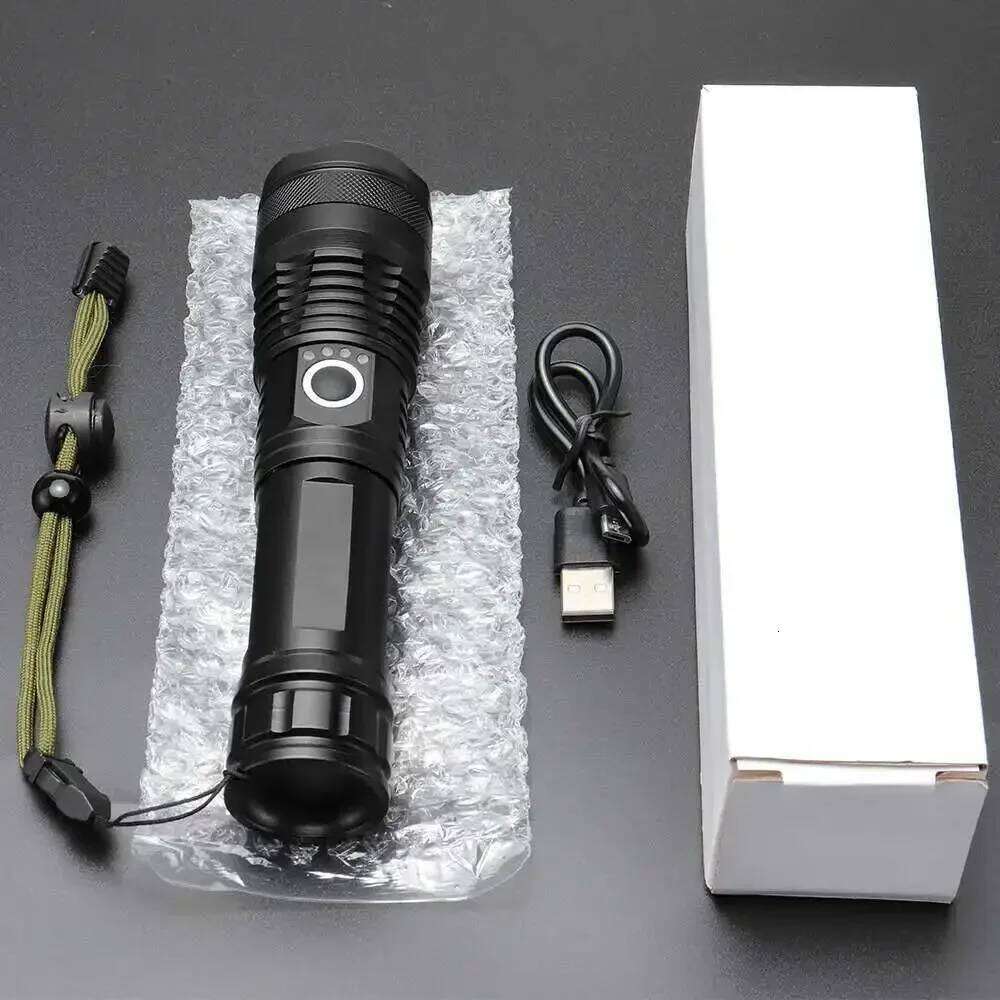Most Powerful XHP50 LED Flashlight 18650 Rechargeable USB Torch Light Flashlights High Power Long Range Tactical Lantern Z260121