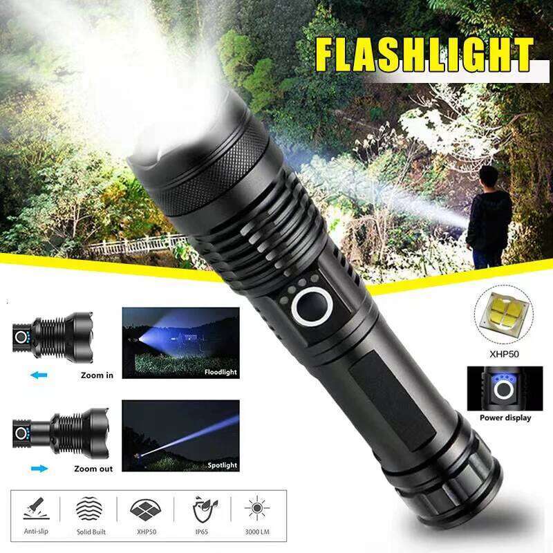 High Power XHP100 Led Flashlight Rechargeable 4 Core Torch Zoom Usb Hand Lantern For Camping, Outdoor & Emergency Use Z260121