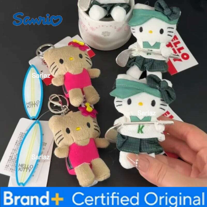 Sanrio 8CM Hello Golf Plush Keychains cute sailor Kitty cat Sweet Sleeping Kitten Stuffed Doll Bag Charm Girl Gift H260121