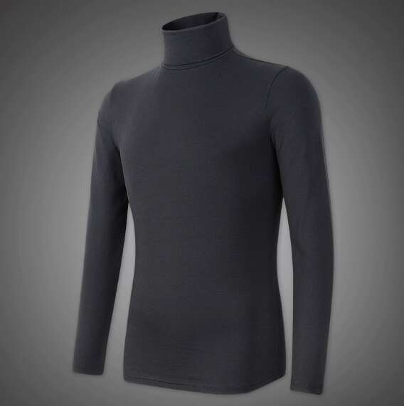 High-end men's high-neck base layer long-sleeved t-shirt - new spring-autumn style - inner layer for keeping warm and enhancing the figure - men's clothingH260121