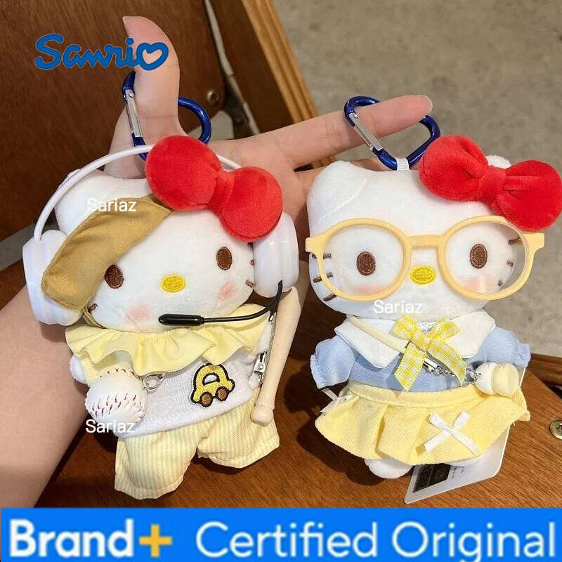 Sanrio HelloKitty Plush Keychain Super Cute Milk Yellow Baseball Player Kitty Cat DIY Decorative Handbag Pendant Accessories Girl Gift H260121