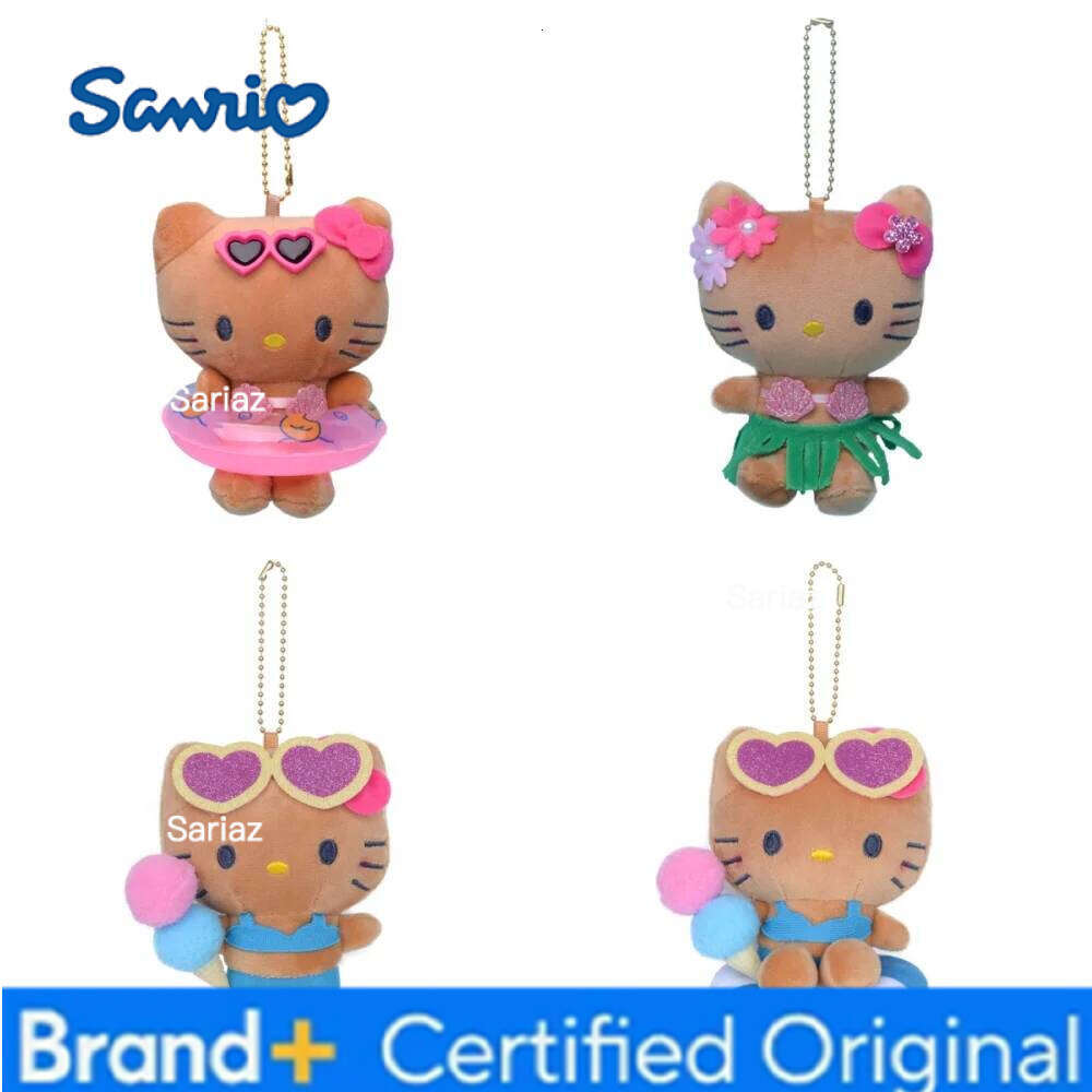 Sanrio Hawaii Hellokitty Keychain Plush Doll keyring Backpack Pendant Comfortable And Soft Girls Toy Gift H260121