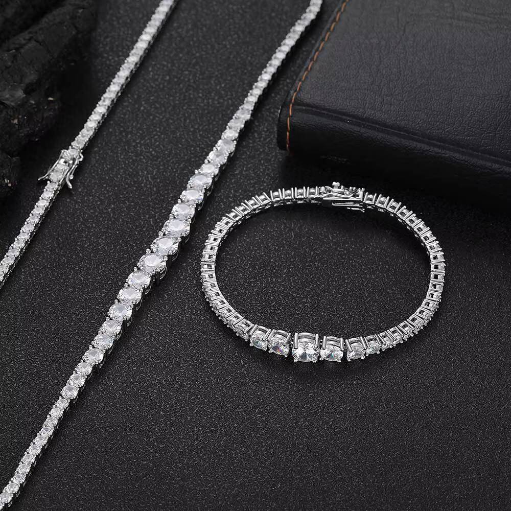 Womens Magnificent Classic Graduated Round Cut Morganite Tennis Necklace Sparkly Hip Hop Cubic VVS Morganiteia Tennis Chain for Men