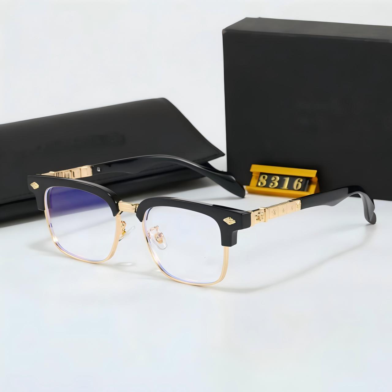 Retro Half-Frame Square Fashion Optical Frames Blue Light Blocking Sunglasses 8316