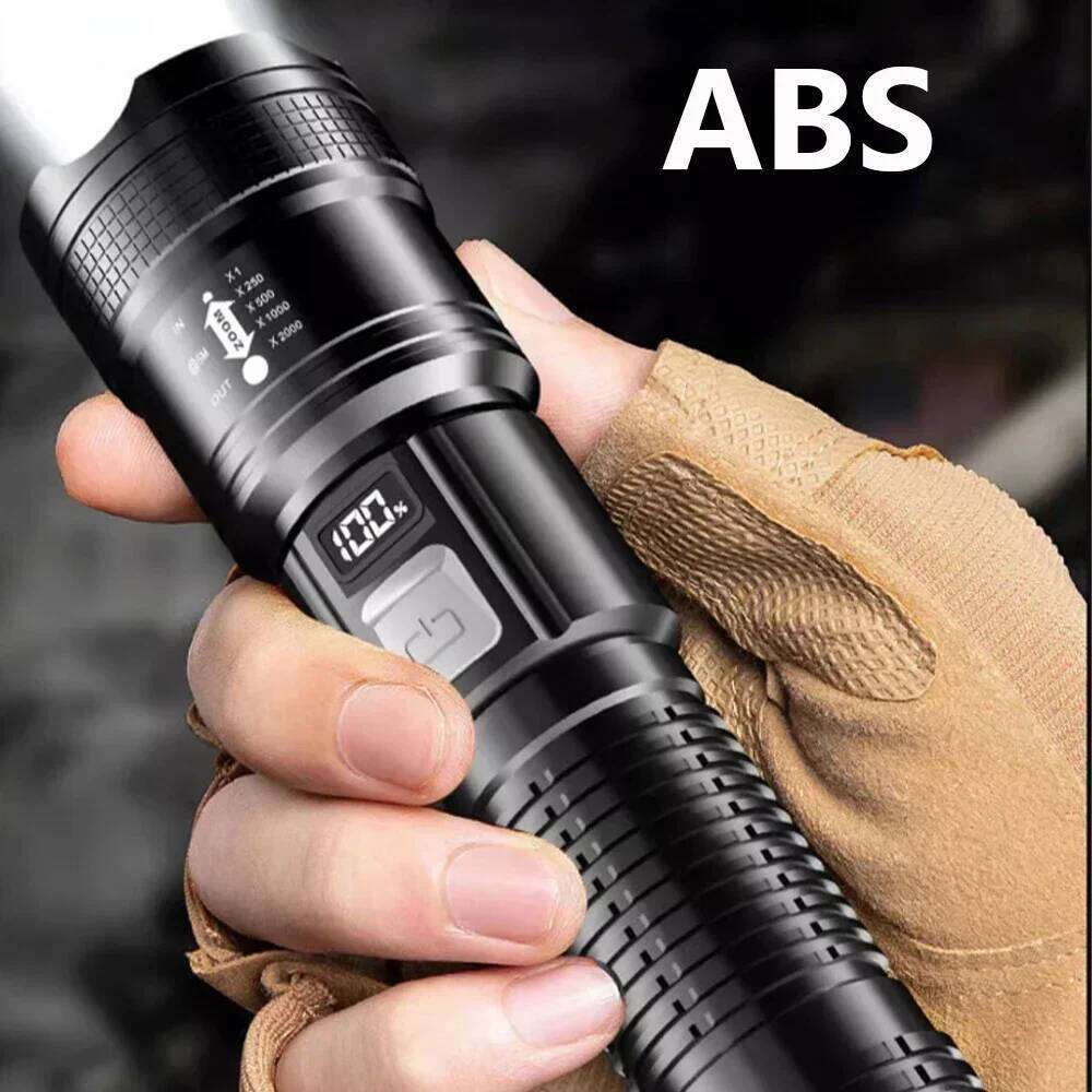 High Strong Power Led Flashlights 100000LM Tactical Torch with Display Light USB Charging Camping Fishing Defensa Zoom Lantern Z260121