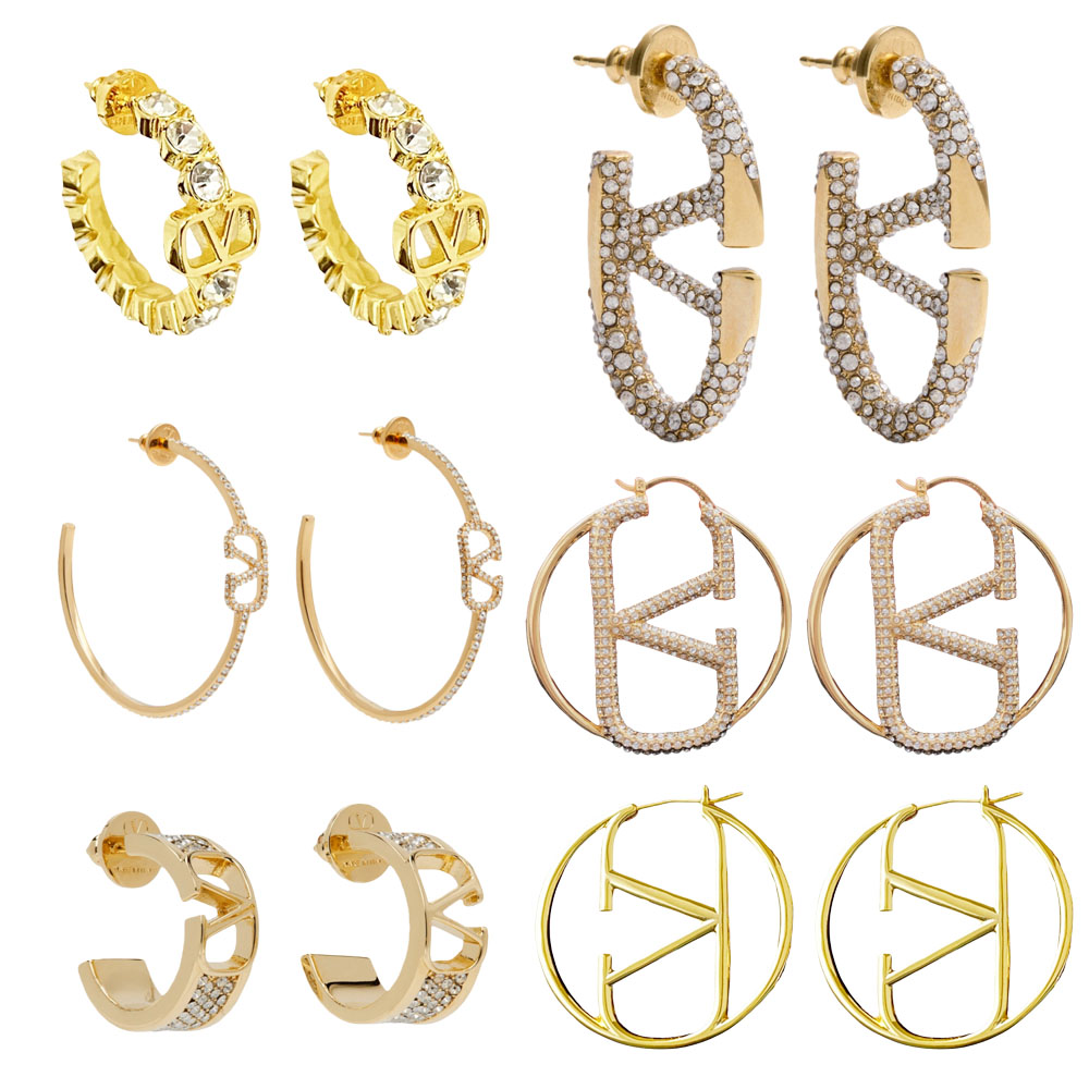 Luxury Designer Gold Letter V Logo Jewelry Hoop Earrings for Women 18K Gold plated Skin friendly Fashion Jewelry Gift for Women