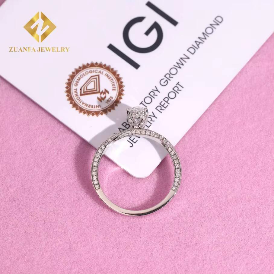 Luxury Jewelry 078ct Main Stones 18k Gold D VS1 Oval Cut Lab Diamond Wedding Ring Engagement Ring IGI Certificate