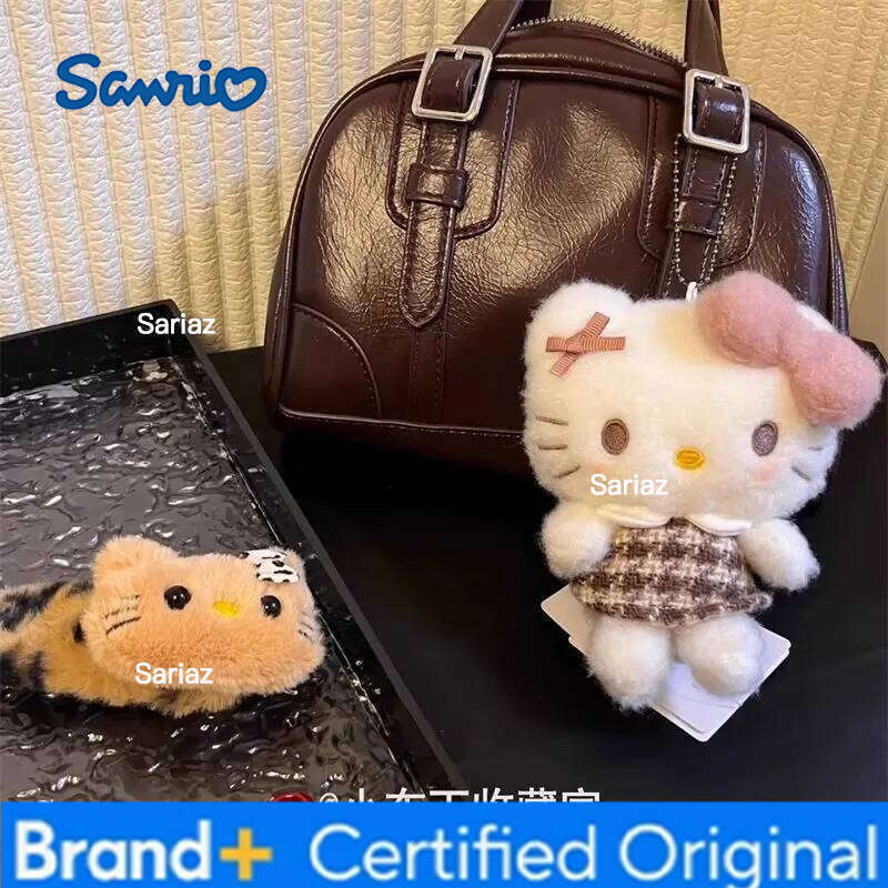 Sanrio Cute Cartoon Kawaii Cross Dressing Latte Glasses Hello Kitty Plush Doll Keychain Bag Pendant Toy Gift H2601211