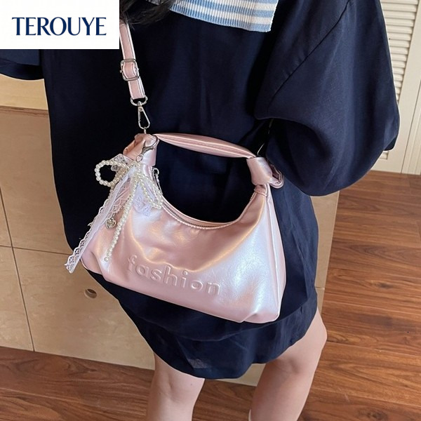 TEROUYE Korean fashion style oil wax design women s handbag autumn and winter new item niche design elegant shoulder bag retro luxury Luxury bag