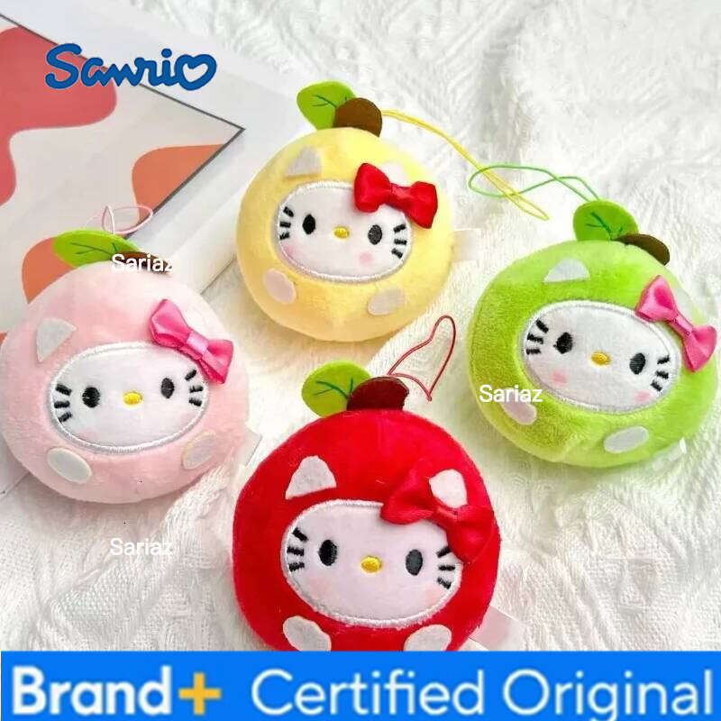 Sanrio New Cute Kitty Keychain 3-Inch Apple Shaped Plush Toy Chain Car Decoration Doll Christmas Birthday Gift H2601211
