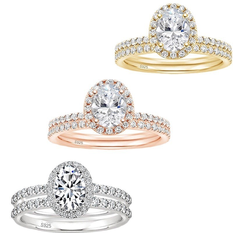 Live Hot-Selling Jewelry Inlaid with 68 Denier 15 Carat 925 Silver Inlaid with Sparkling Zircon Princess Ring