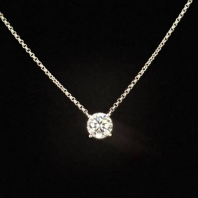 Direct Selling 925 Sterling Silver VVS Moissanite Pendant Necklace Adorned Halo Link Chain Rhodium Plated Women