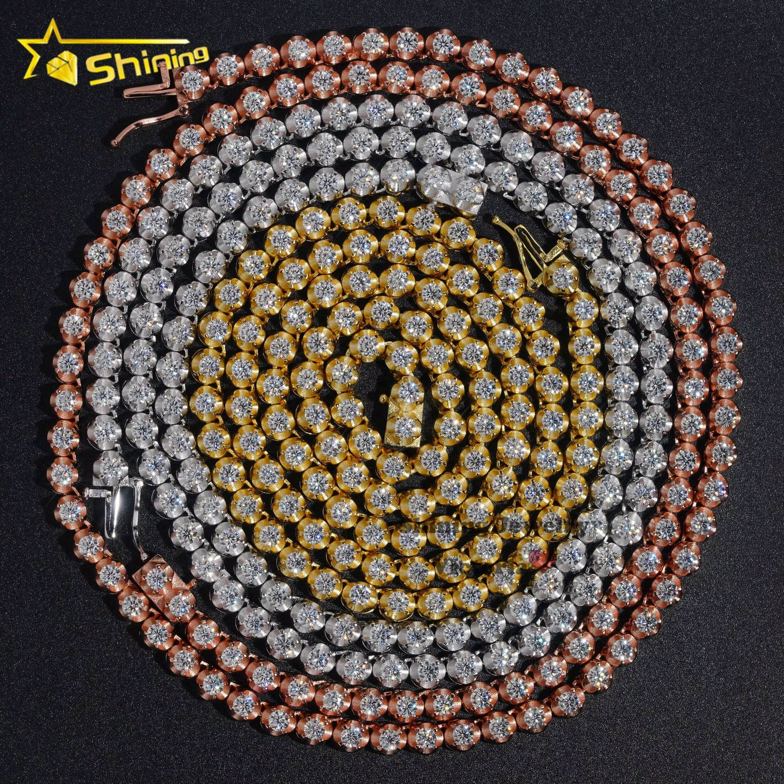 New Design Luxury Men Women Hip Hop Iced Out Fine Jewelry 3MM 4MM Lab Diamond S925 Silver Vvs Moissanite Tennis Chain Necklace
