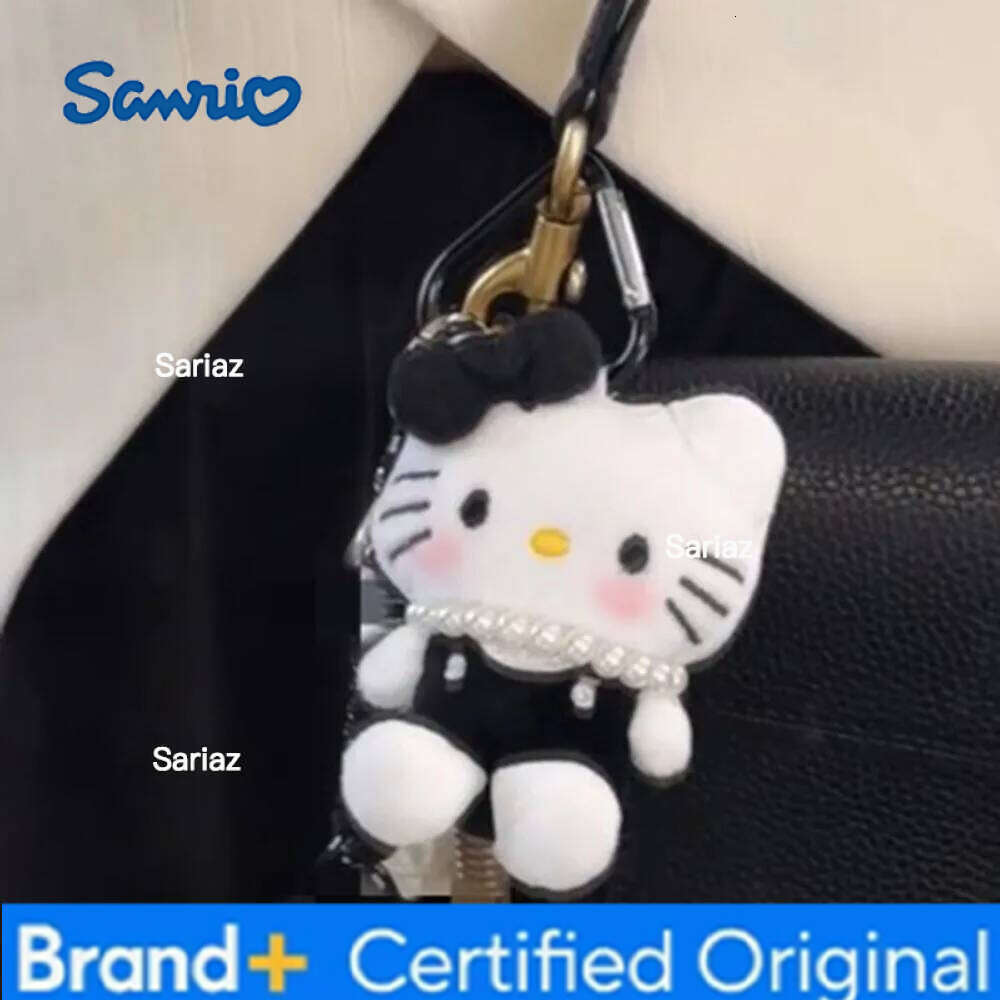 Sanrio Hawaii Limit Black Skin Edition Hello Doll Keychain Cartoon Kitty Cat Bag Pendant Accessories Keychains H260121