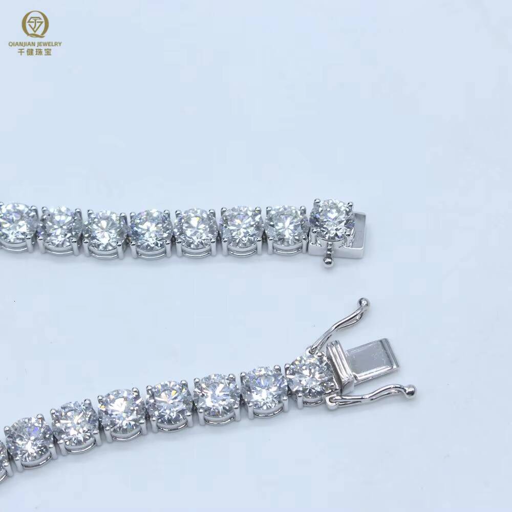 Qianjian Brand Jewelry 14K Gold EF/VS Lab Diamond Tennis Link Chain 65mm 20inches Lab Grown Diamond Chain for Men/Women