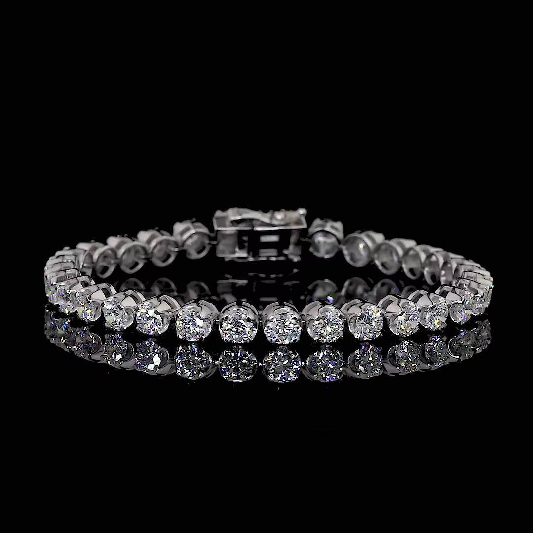 14K Gold Lab-Grown Round Diamond Tennis Bracelet Womens Brilliance