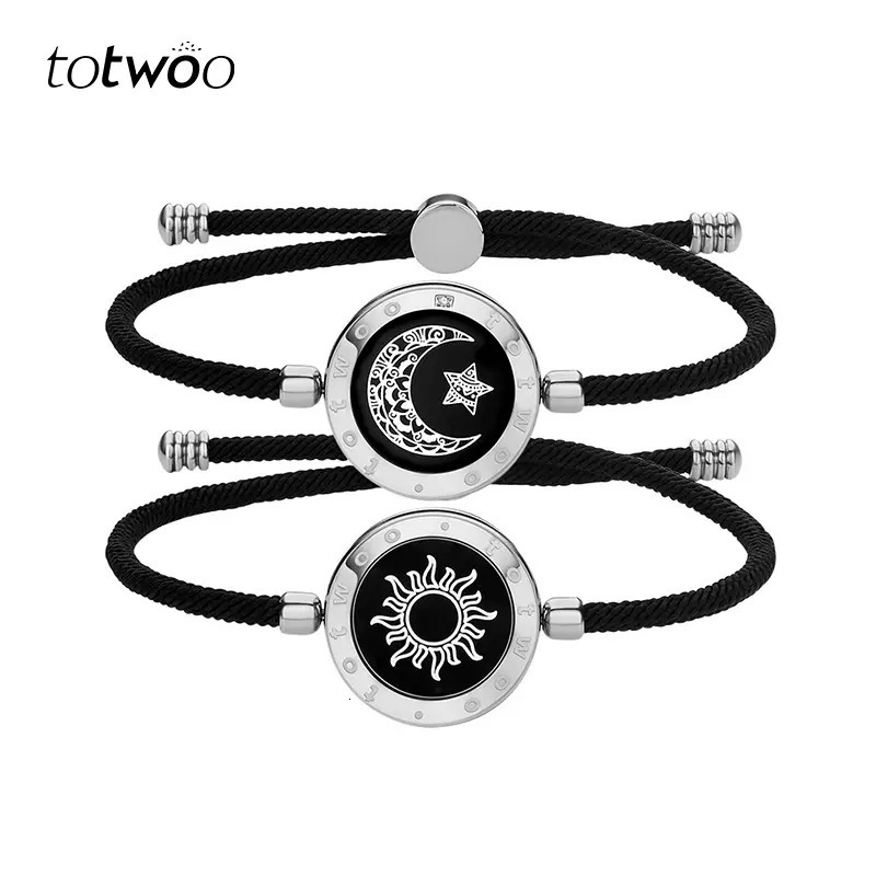 Totwoo Long Distance touch Light up Vibrate Bracelets for Couples Long Distance Relationship Gifts Smart Sun Moon Love Bracelet241224bj