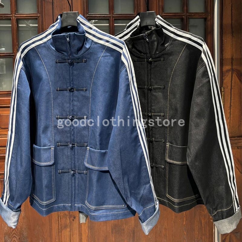 10A Man Jacket men casual individual and fashionable jean Chinese New Year jacket standup collar buttonbutton jacket classic loose Tang suit CNY jacket for women