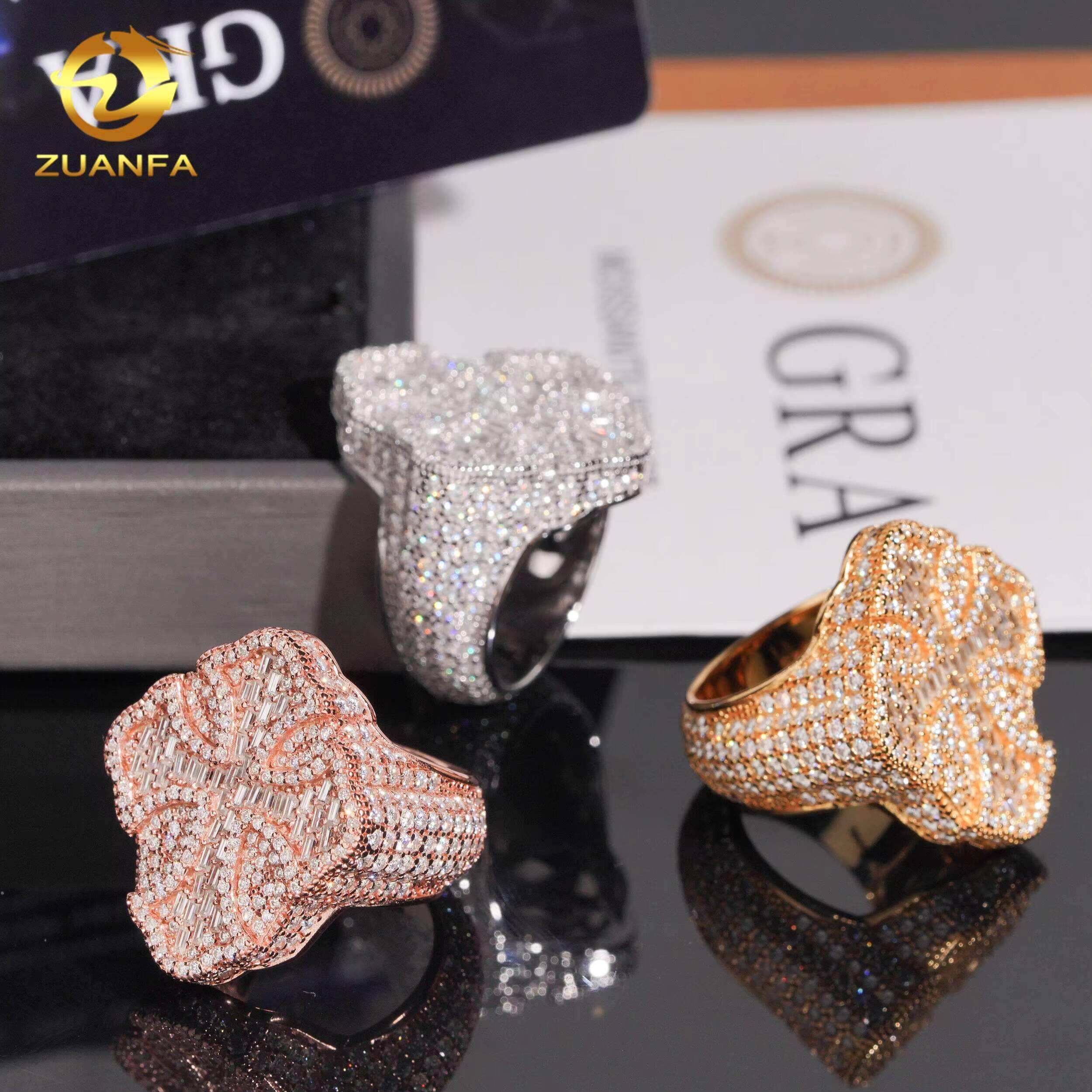 New Design Cross Ring Full Iced Out Championship Ring Baguette Cut Moissanite Ring Iced Out Ring Men Diamond Ring