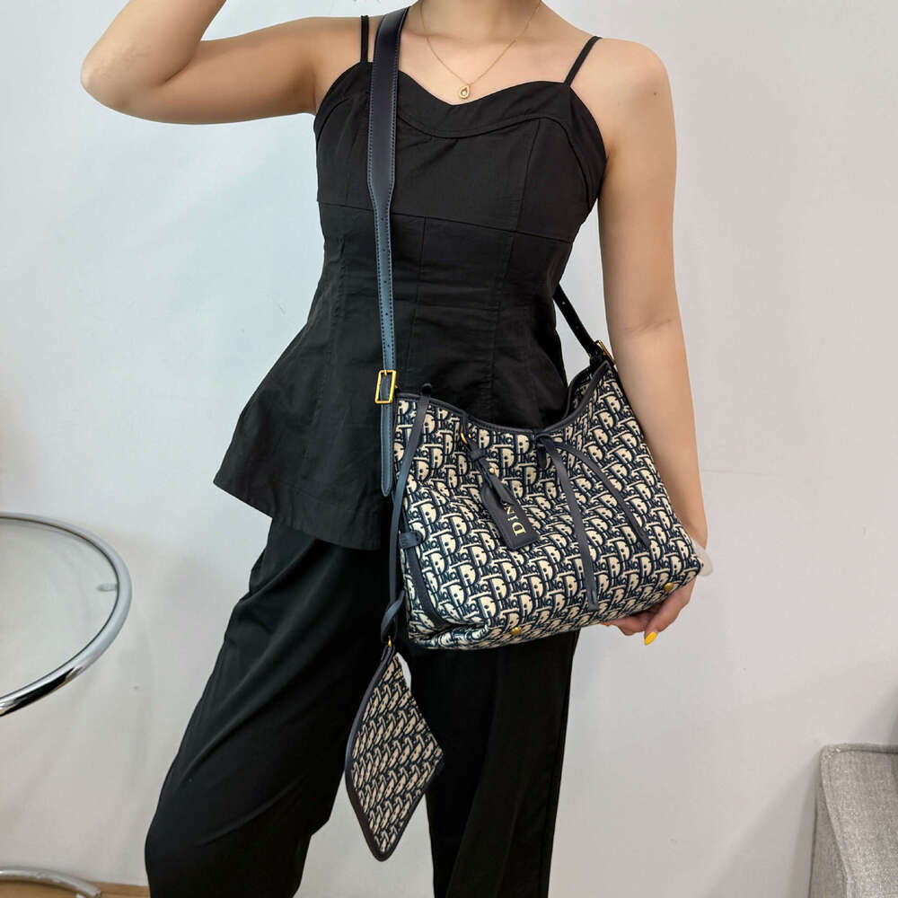 Monica kiki Jacquard Embroidered Letter Single Shoulder Crossbody Airport Trendy Tote for Women New Shopping Bag