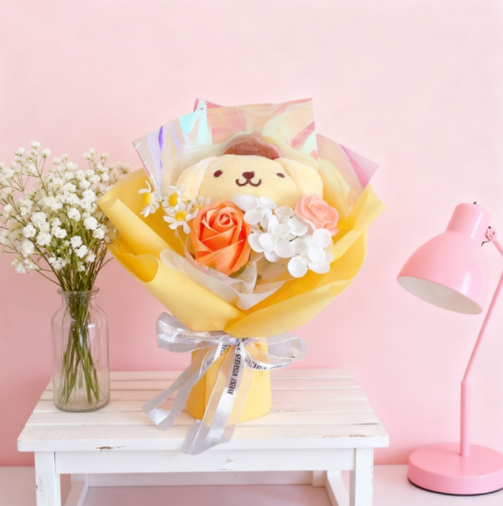 Cartoon Rabbit Dog Plush Toy Creative Flower Graduation Bouquet Home Decoration Valentine's Day Christmas Graduation Gift 220601