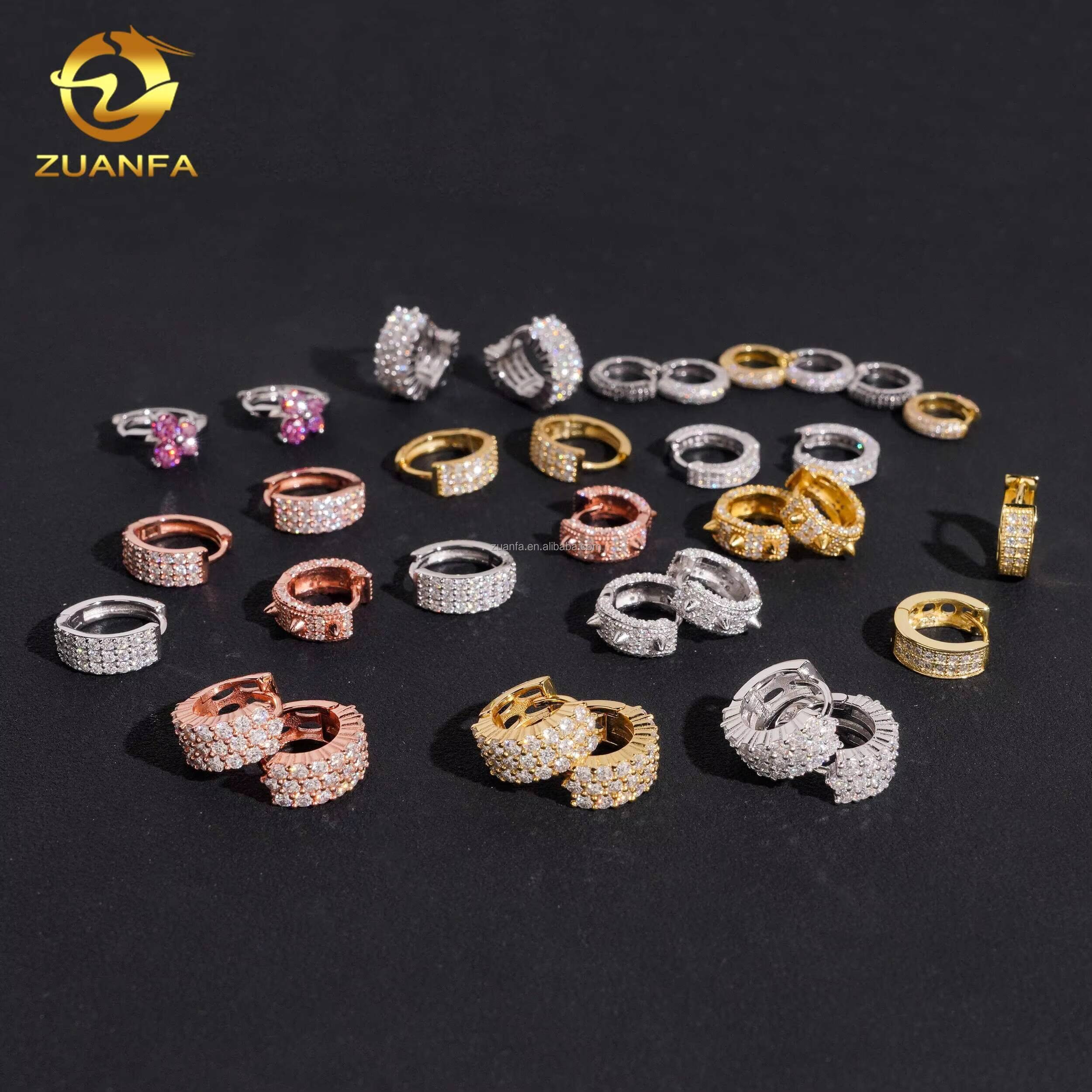 Bulk Stock Pass Diamond Tester GRA Certificate Hip Hop Iced Out Jewelry 925 Sterling Silver VVS Moissanite Diamond Hoop Earrings