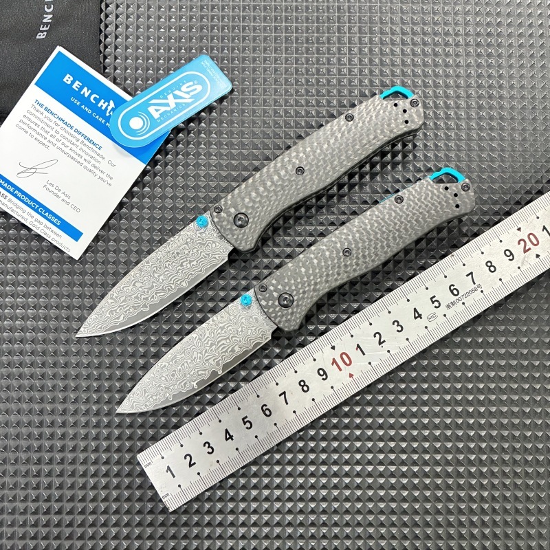 BM Bugout 535 Carbon Fiber Folding Knife Damascus Steel Blade Outdoor Hiking Self-Defense Knife Wilderness Survival Knife