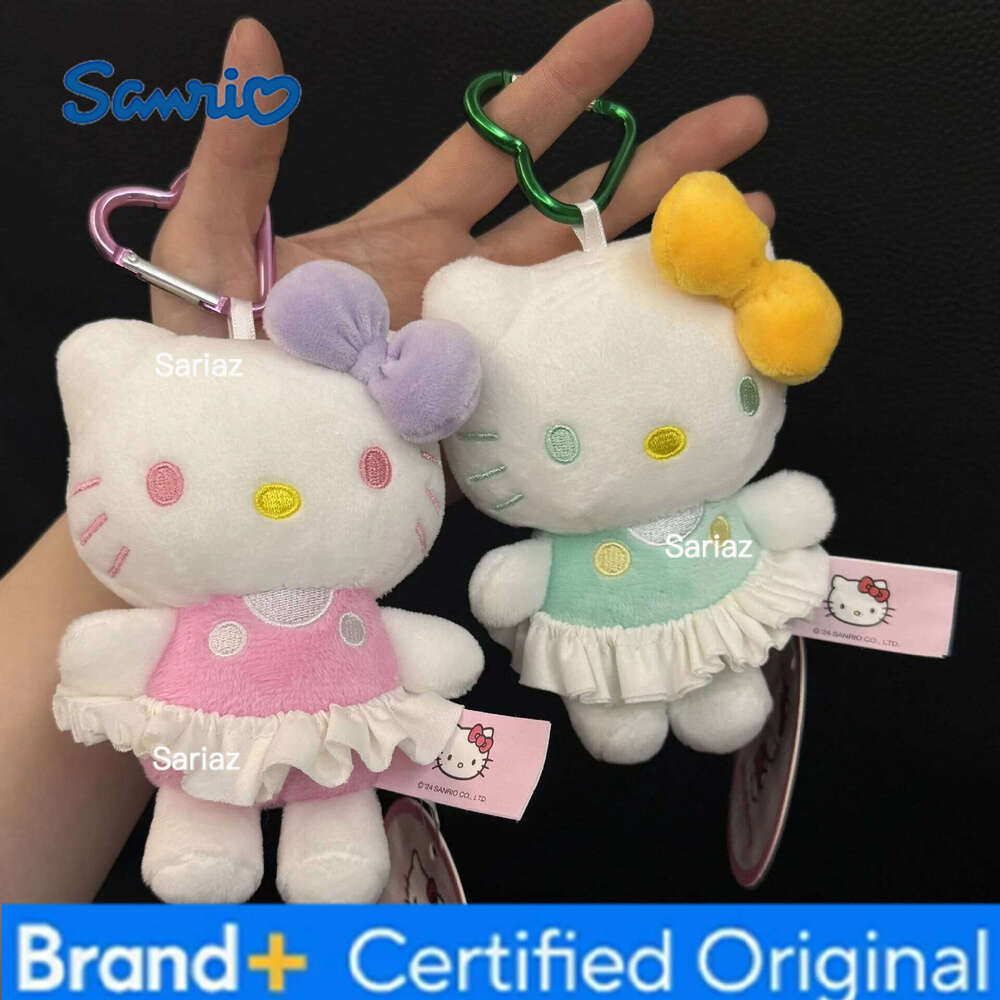 Sanrio Classic Standing Posture Hello Plush Kitty DIY Bag Pendant Cartoon Cute Car Keychain Kt Doll To Give Girls Gifts H260121