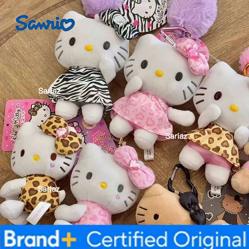 Sanrio NEW styles Hello Kitty black leopard Plush Keychain Toy Kitten Anime Stuffed Animals Pendant Girly Bag Charm H260121
