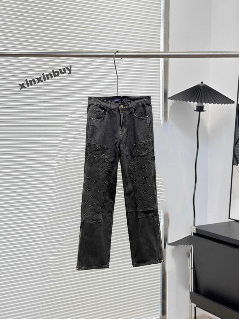 xinxinbuy Men women designer jeans pant emboss pocket letters embroidery workwear Paris Casual pants blue black apricot M-2XL
